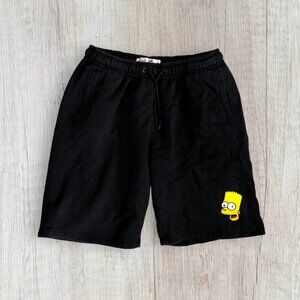 The Simpsons Bart Simpson Embroidered Black Drawstring Shorts Men’s XL